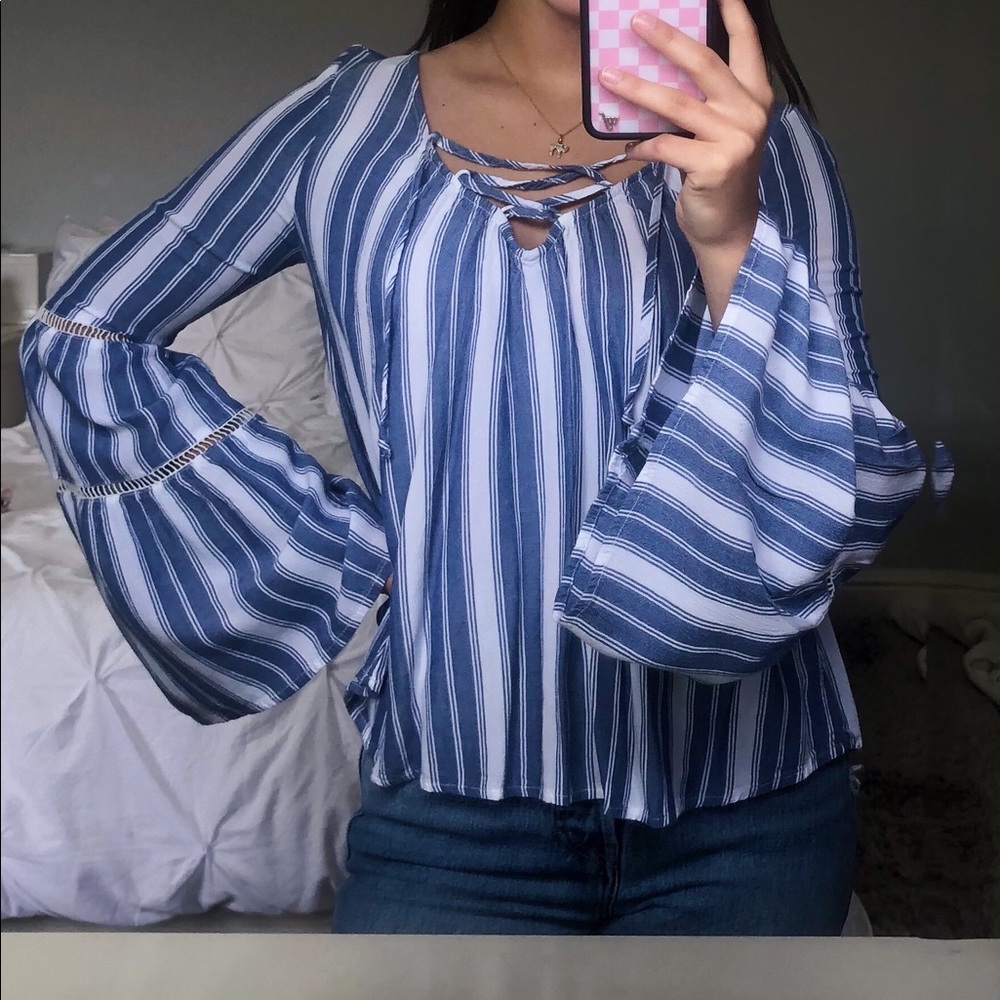 long sleeve striped blouse
